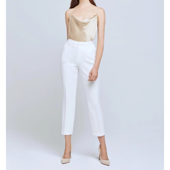 L'AGENCE Sawyer trouser pant in ivory 6 - Picture 1 of 12